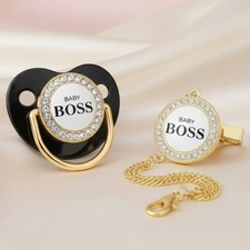 Rhinestone Pacifier  Clip Set for Newborn  Stylish Soother Chain Holder for Baby