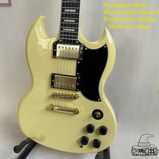 Premium Custom:Cream SG Electric Guitar Gold Parts HH Pickups Fast Shipping USA