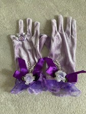 Rapunzel Disney Cosplay Gloves Glitter Purple Ribbon Flower Used Japan