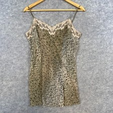 Victoria's Secret Leopard Animal Print Lace Trim Cami Nightie Slip Dress Medium
