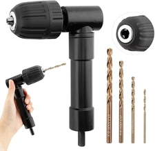 Right Angle Drill Attachment 90° Adapter - 0.8-10mm Keyless Chuck for Tight Cor
