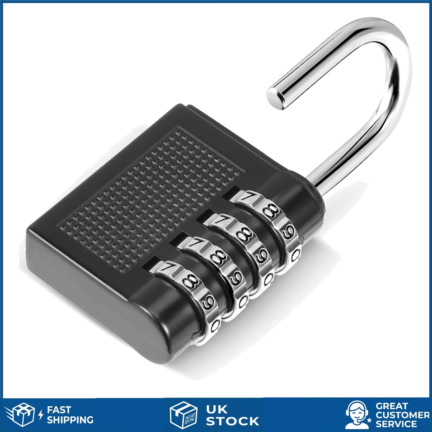 Durable 4 Digit Security Combination Padlock for Gym School Gate Black
