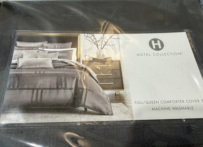 Hotel Collection Structure Charcoal Comforter/ Duvet Cover Full/Queen 3pc set 