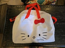 Hello Kitty Large Capacity White Carry On Travel Shoulder Bag w Red Handles New