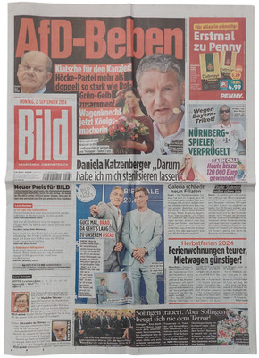 BILD Zeitung 02.09.2024 + Echtheitszertifikat für Geburtstage Hochzeit Jubiläen