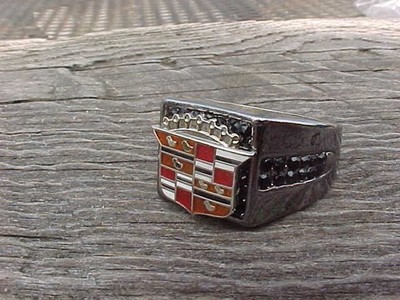 1950s Cadillac Crest Logo Smokey Black Chrome Ring Size #12 NOS Quality Class