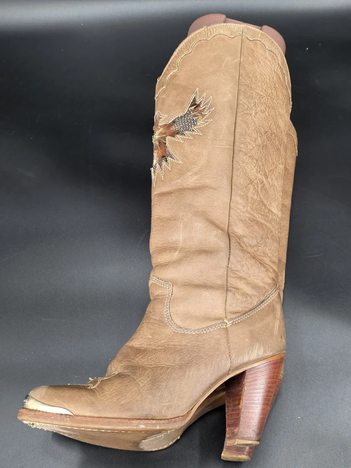 Botas vaqueras de colección Zodiac Western talla 7,5 M marrón pluma de águila Foto 3 de 4