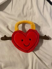 ONE Jellycat Amuseables Love Locks Heart Plush Single Red Heart with Hook  Loop