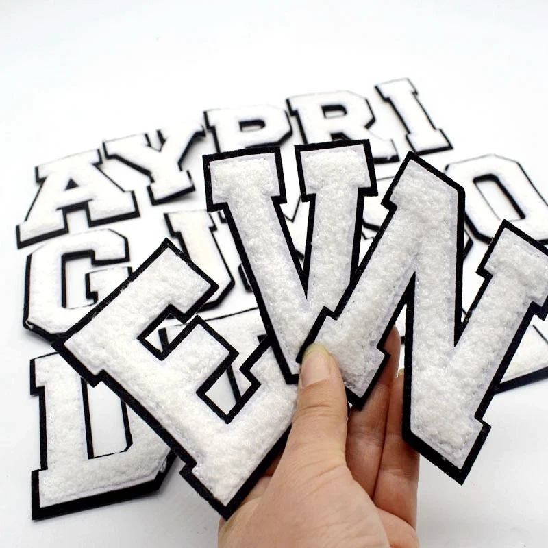 Large 3" White Letters Alphabet Iron on Clothing Patches Numerical Patch PA - Image 2 of 4