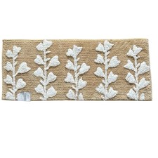 Bath Runner 20" X 48" Tan  White Floral Textured Pattern Home Collections New