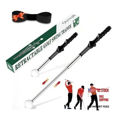 Retractable Golf Swing Trainer   Golf Grip Trainer with Arm black Right-Handed
