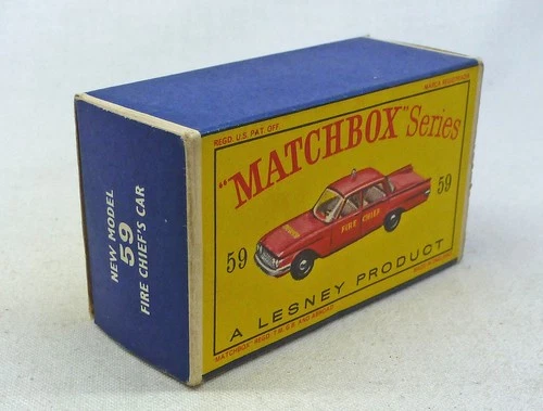 Lesney Matchbox Toys MB59b Ford Fairlane Fire Chief ORIGINAL Empty D Type Box