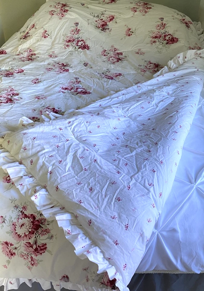 Simply Shabby Chic SUN BLEACHED FLORAL Pink Rose Ruffle Comforter Cotton Twin - Image 4 of 4