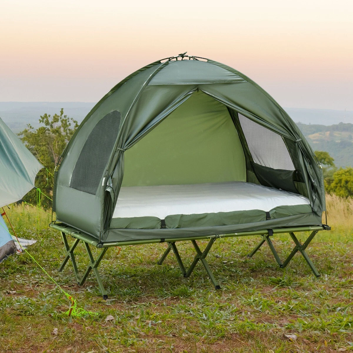 Double camping top cot tent