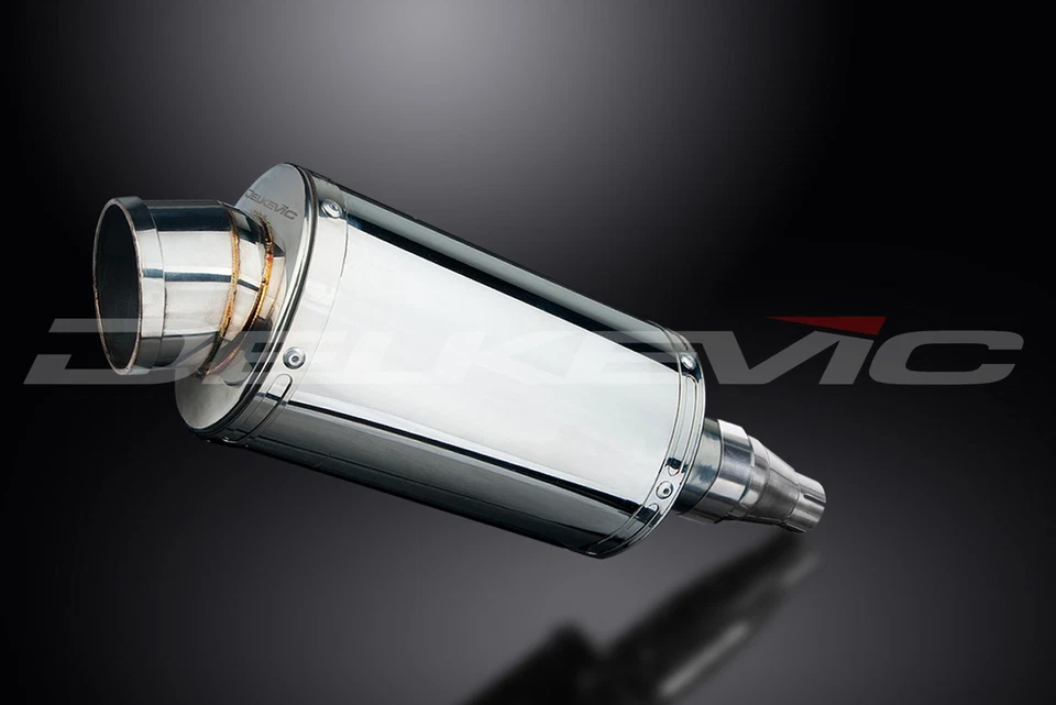 Kit silenciador de escape ovalado de acero inoxidable Kymco Downtown 300i 2011-2016 Slip On 9" Foto 3 de 4