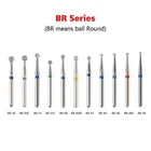 50X Dental Diamond Burs BR Ball Round High Speed Handpiece Friction Grip 1.6mm