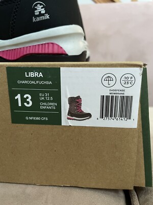 にゃあ Kamik Girls Libra charcoal & Fusia boots size 13 NIB | eBay