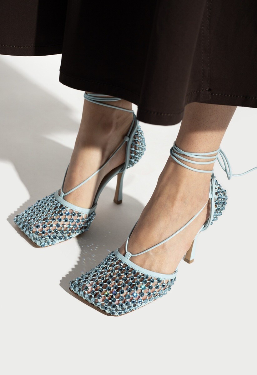 Bottega Veneta Stretch Embellished Ankle Strap High Heel