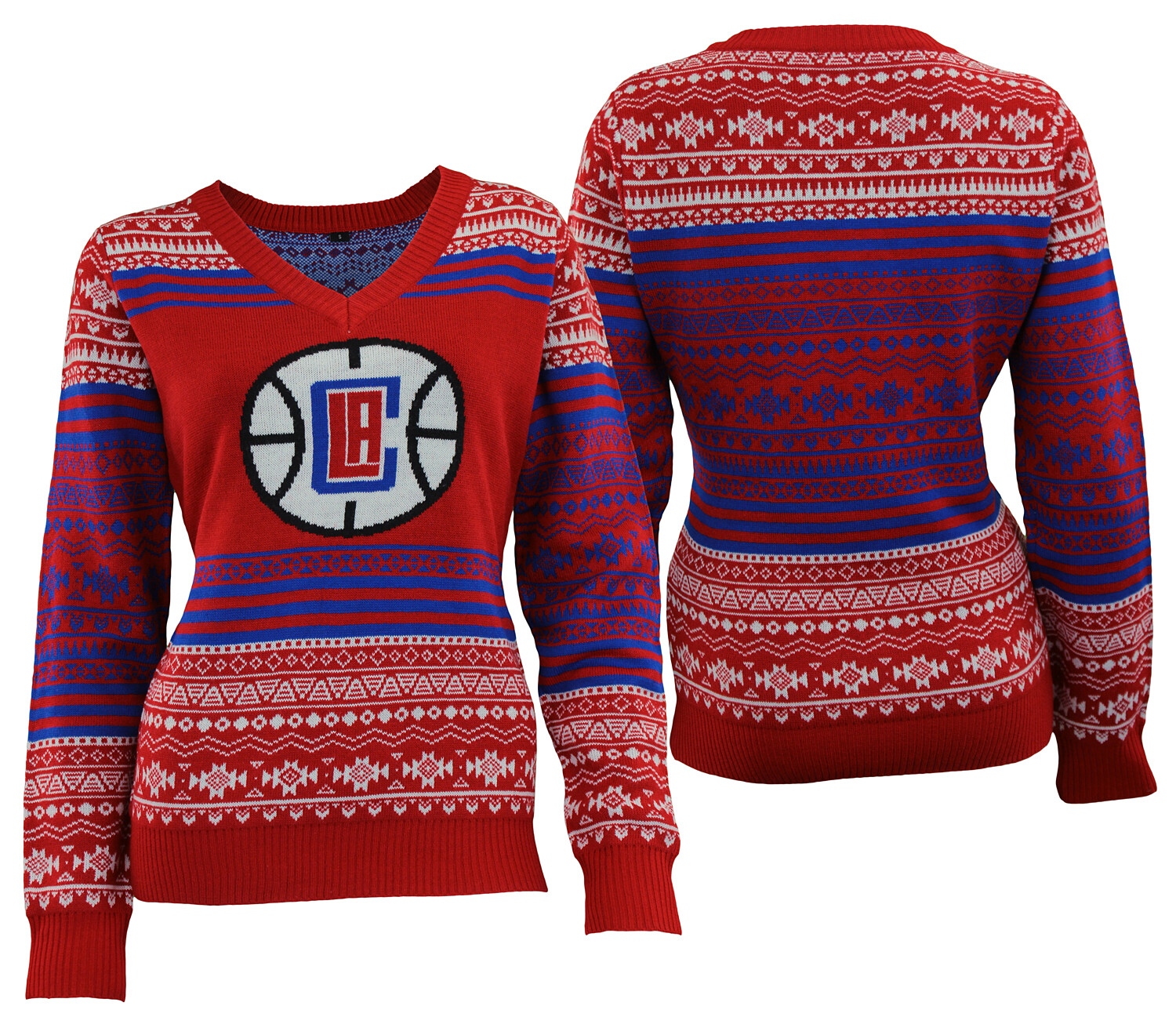 Женский свитер с V-образным вырезом Aztec с большим логотипом Los Angeles Clippers от FOCO NBA Womens