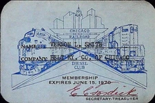 Chicago Railroad Diesel Club Membership Card Locomotive Railroad Credential 1970