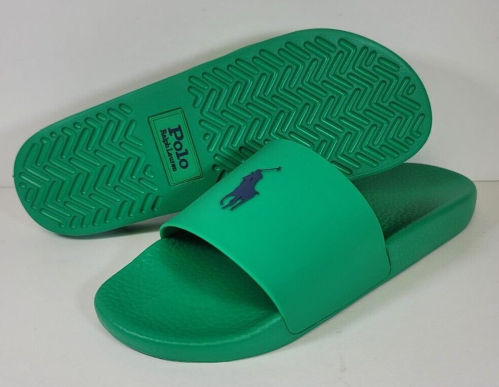 Polo Ralph Lauren Signature GREEN w/ NAVY Big Pony Slide