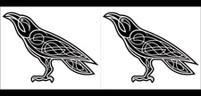Celtic Crow Raven Two 5" Black Bird Vinyl Decals car truck windows laptop tablet