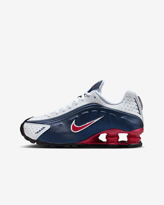 Nike GS Shox R4 Midnight Navy White Silver CW2626-400 Size 3.5Y-7Y