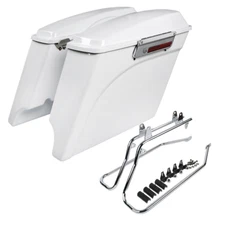 White 5" Stretched Saddlebags Conversion Bracket For Harley Softail Deluxe 84-17