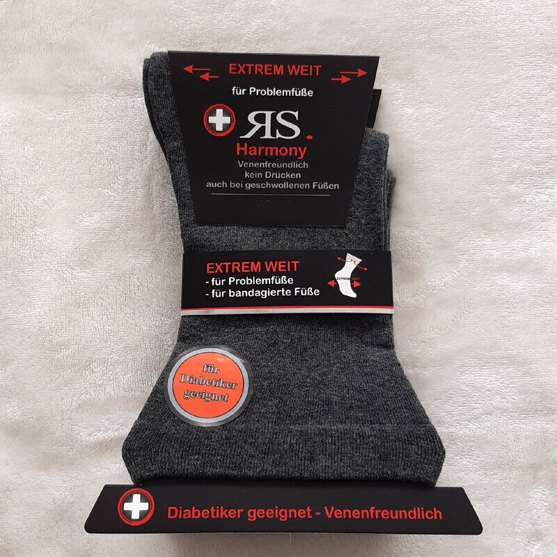 3 Pair Socks Extreme Loin Diabetic Problemfüße Vein Friendly Grey