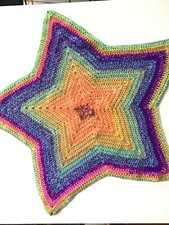 Multicolor Handmade Crochet Baby Toddler Star Crib Blanket Afghan Rainbow NEW