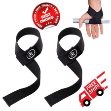 Weight Lifting Straps Power Hand Bar Strap Cotton Webbing Wrist Strengthen Black
