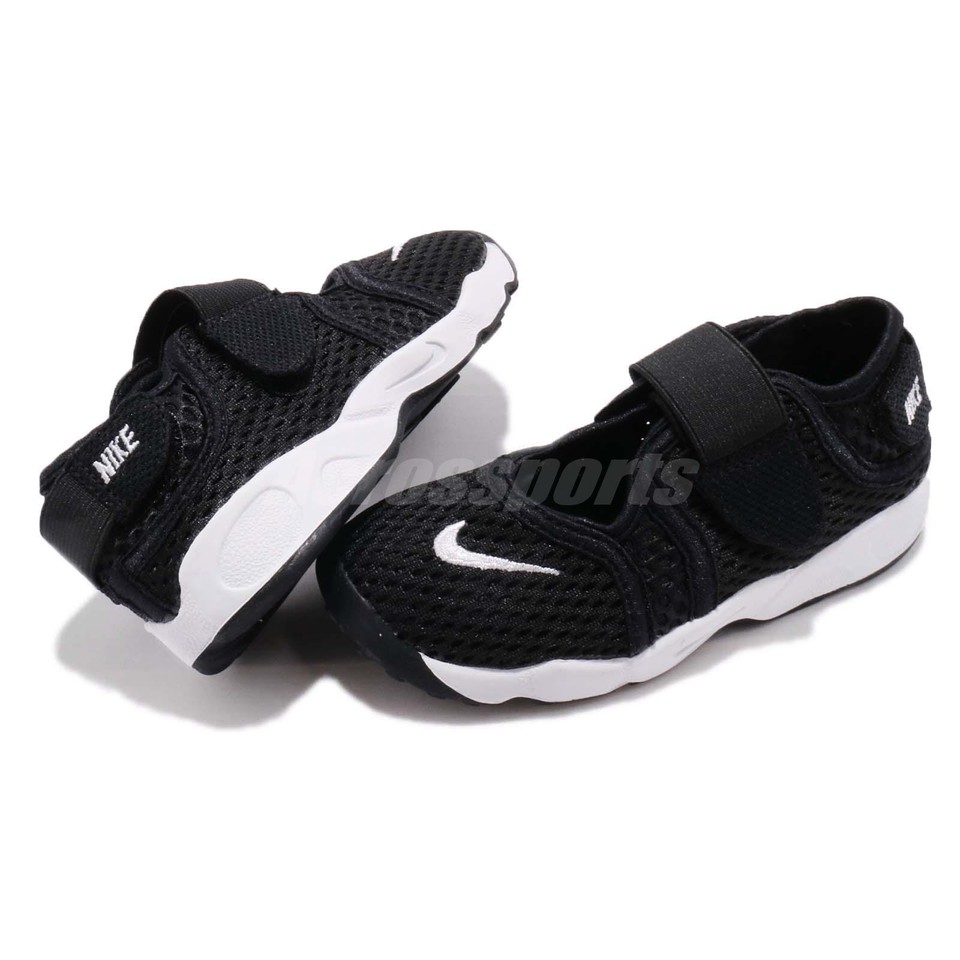 Nike Little Rift TD Boys Black White Strap Toddler Infant Casual Shoe