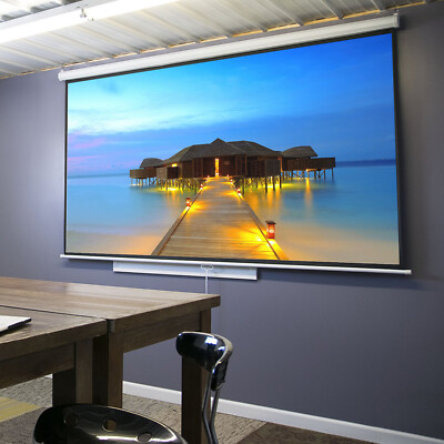 100'' Projector Screen Projection Screen Manual Pull Down 16:9HD Screen for Home
