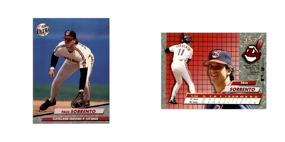 1992 Fleer Ultra Paul Sorrento Baseball Cards #357 - Image 3 of 3