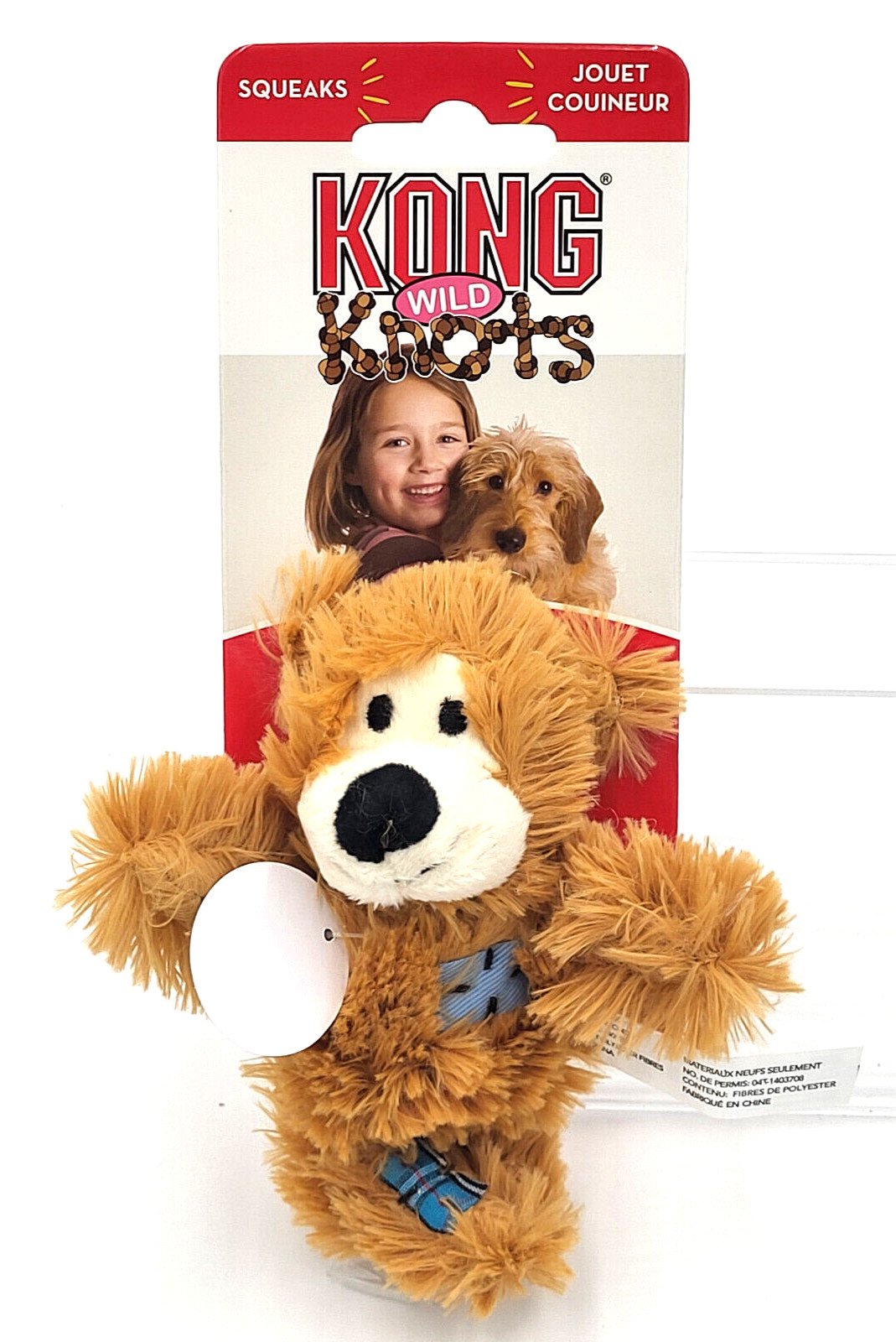 Kong Wild Knots Bear XS Light Brown Squeaky Plush Dog Toy