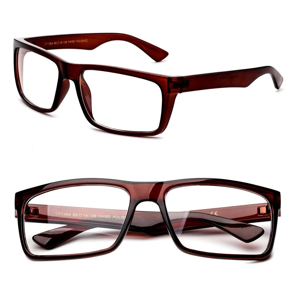Thick Rectangular Frame Glasses Simple Clear Lens Temple Non ...