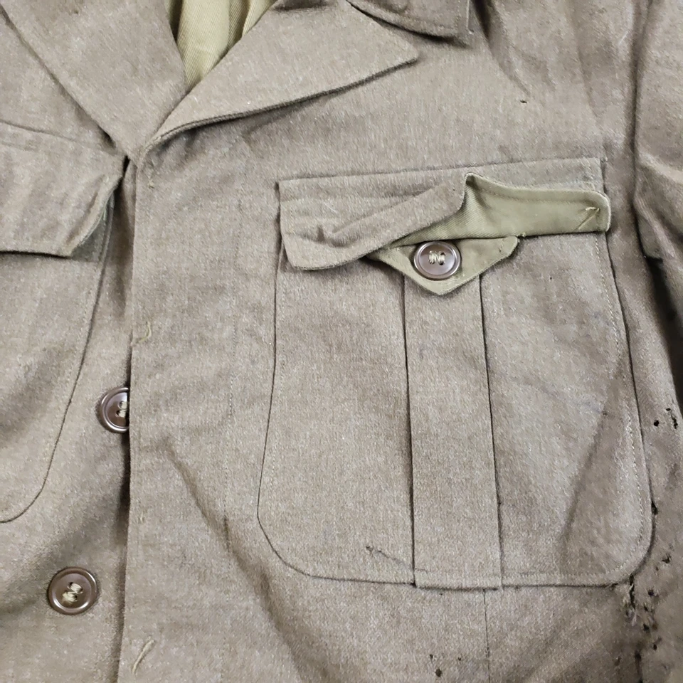 Chaqueta de Campo Militar de Colección de Estados Unidos para Hombres 38R Verde Recortada Años 40 Segunda Guerra Mundial Lana ** Foto 3 de 4