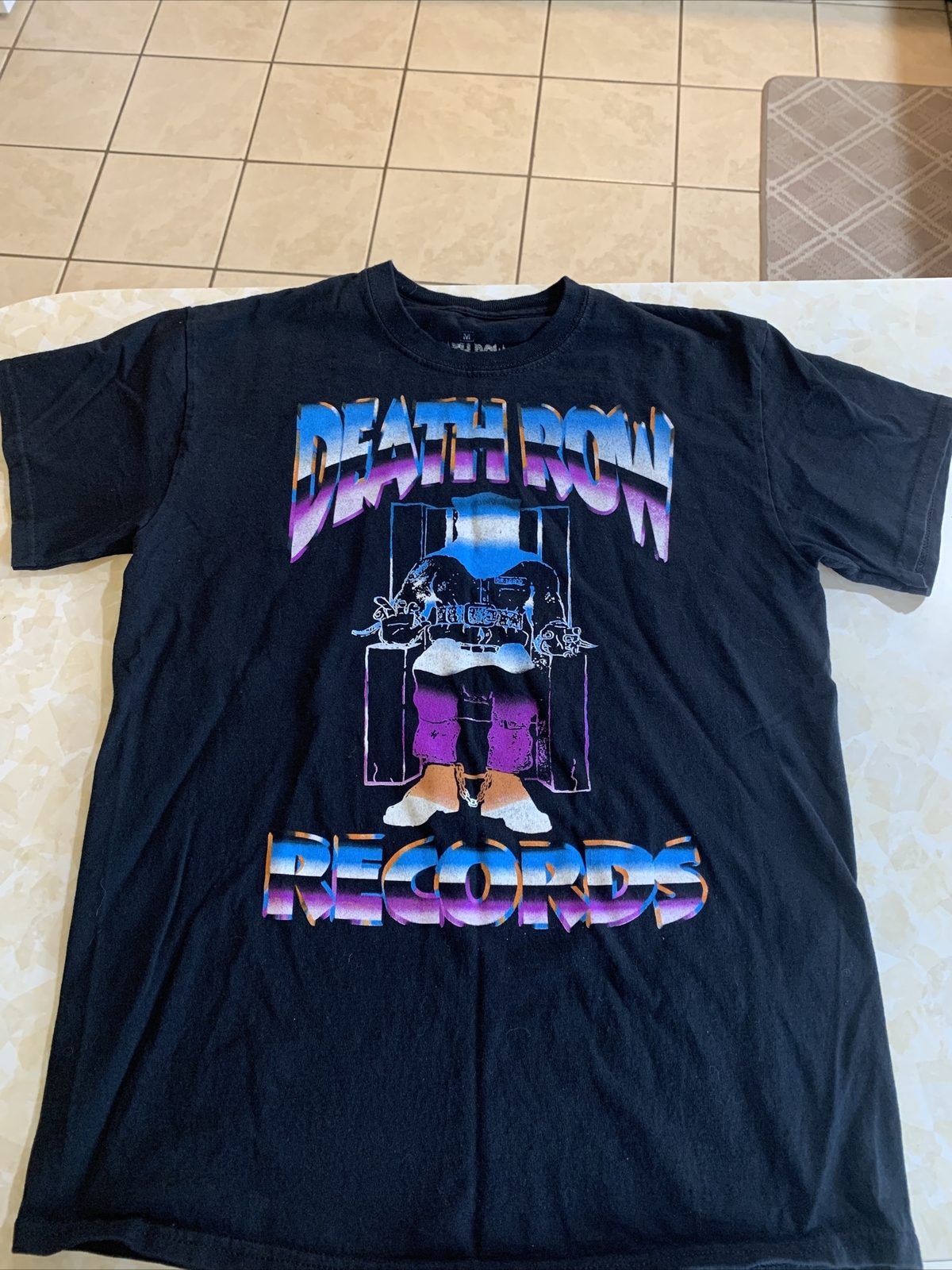 FILA Maglietta Death Row Records Uomo M Black Rap Label Tupac Snoop Dogg Tour Maglietta Concerto