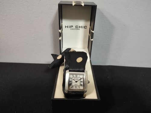 UNTESTED Hip Chic Couture Quartz Movt Wrist Watch Silver Square Black Polkadots - Picture 9 of 16