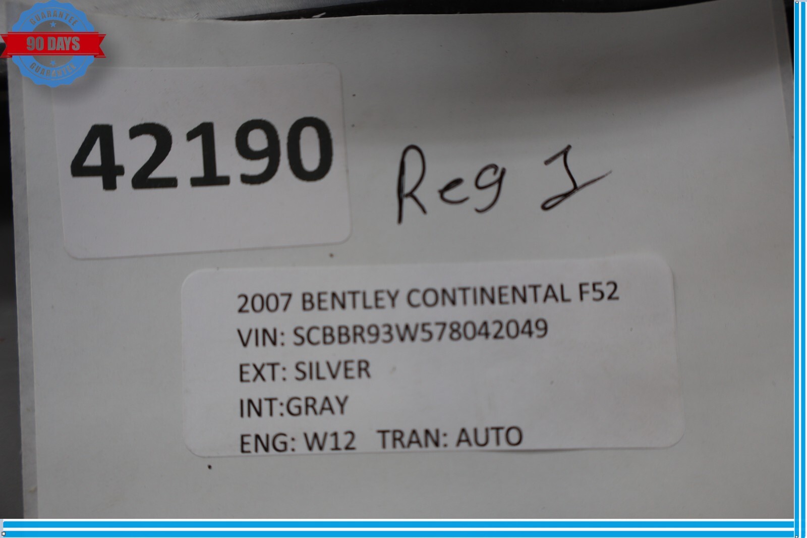 06-12 Bentley Continental Flying Spur Rear Right Side Door Window Regulator Oem