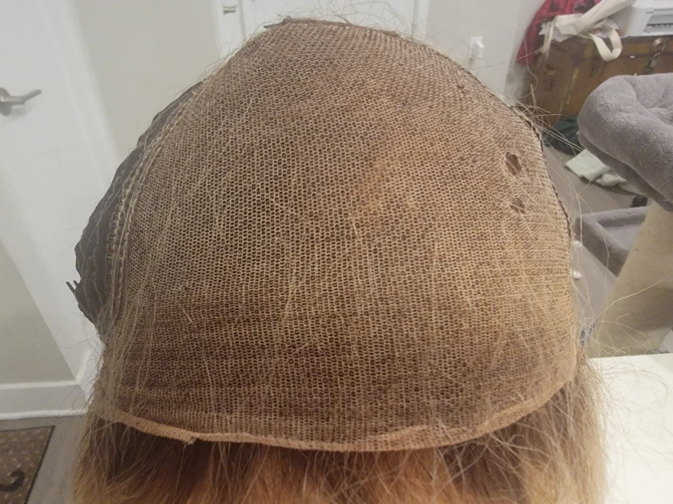 Peluca de cabello humano de encaje completo mezcla rubia dorada tapa mediana 16" usada Foto 4 de 4