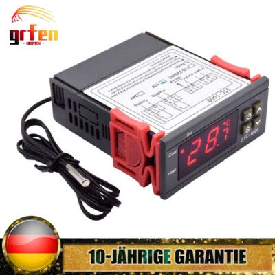 MARKENLOS STC-1000 Temperaturregler Thermostat mit Sensor LED Heizung Kühlthermostat DE