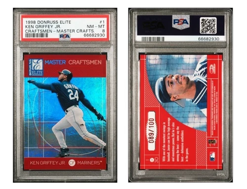 1998 Donruss Elite Craftsmen Master Craftsmen /100 #1 Ken Griffey Jr PSA 8  5506