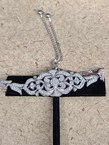JTV White Zircon Rhodium Over Sterling Silver Bolo Bracelet 1.85ctw