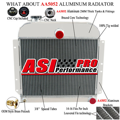 4-Row Radiator For Plymouth Cars Suburban Concord Special Deluxe 6Cyl 1941-52