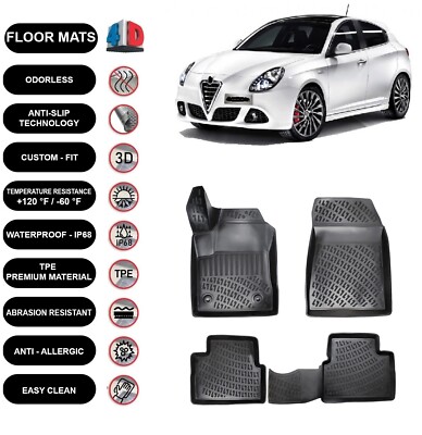 Floor Mats Liner For Alfa Romeo Giulietta 4Door (2010-2022) Waterproof 3D Molded