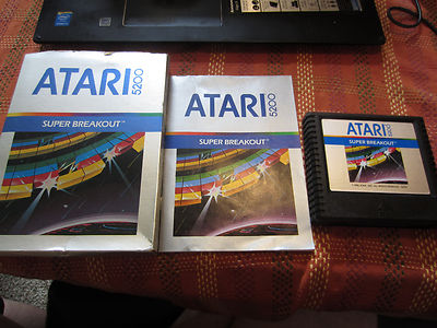 Atari 5200 Game Super Breakout with Original Box, Game, and Manual