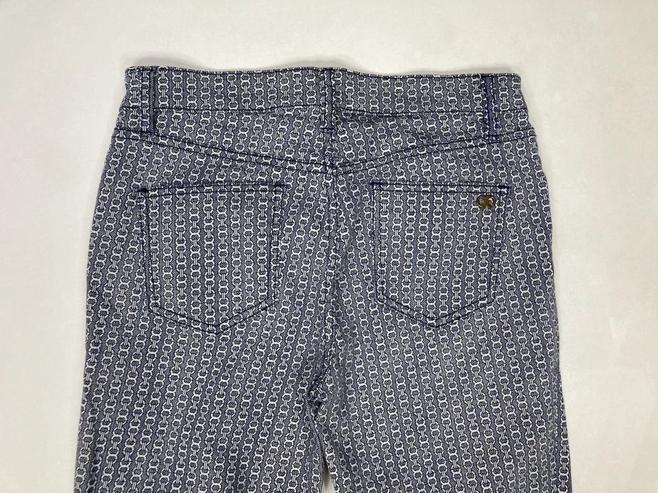 Tory Burch Pannier Cropped Straight Jeans Women 26 Blue All Over Print - Image 4 of 4