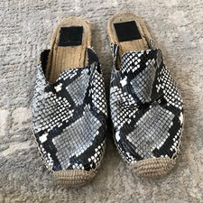 Tory Burch Womens Suede Mules Slides Espadrilles Black White Size 9