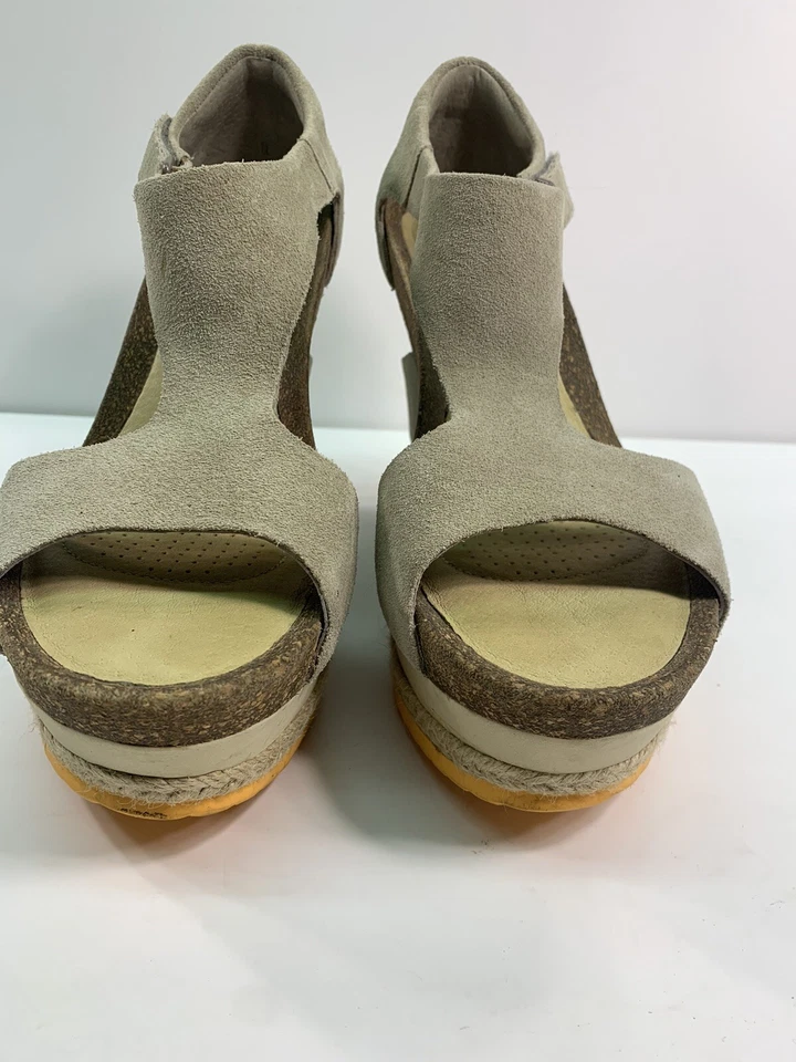 Sandalias de tacón de cuña de gamuza marrón topo tostado TSUBO Putt 8248 talla 8 Foto 3 de 4